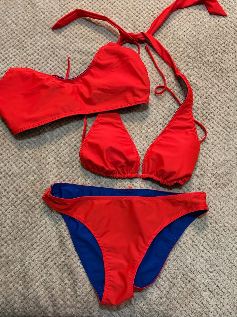 Polo by Ralph Lauren Red and Blue Girls Two-Piece Swim Set